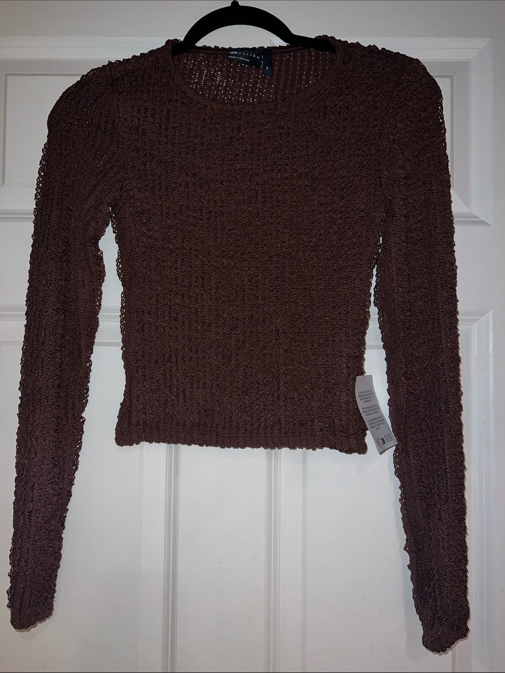 ASOS Brown Cropped Long-Sleeve Knit Top
